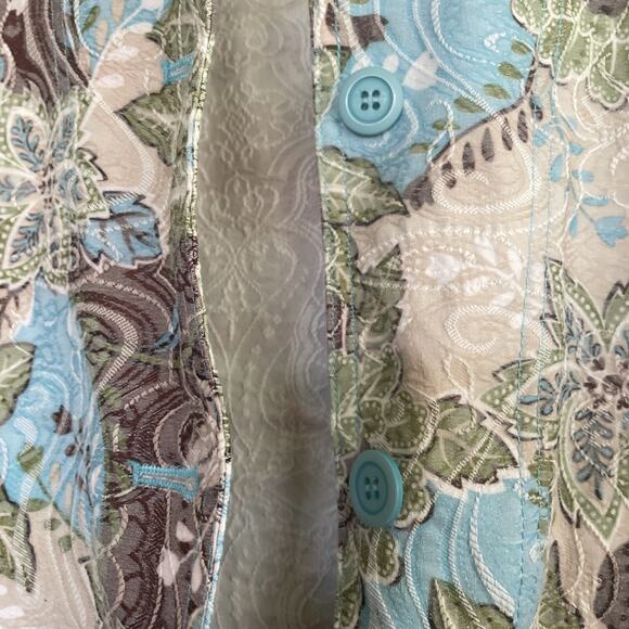 Rebecca Malone Bohemian Large Bohemian Turquoise Sage Brown Jacket Pockets EUC - Picture 14 of 16